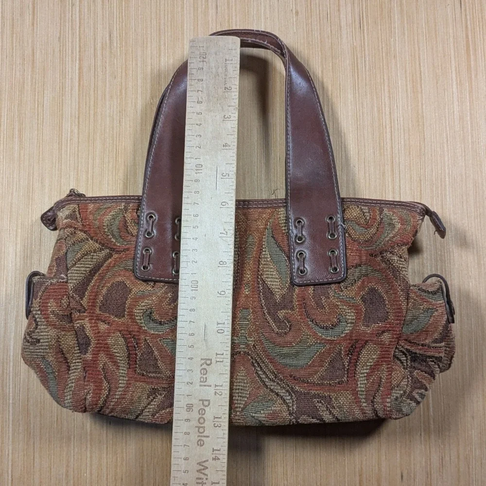 Relic Brown Tapestry Fabric‎ Satchel Handbag Purse Floral Print Travel Bag